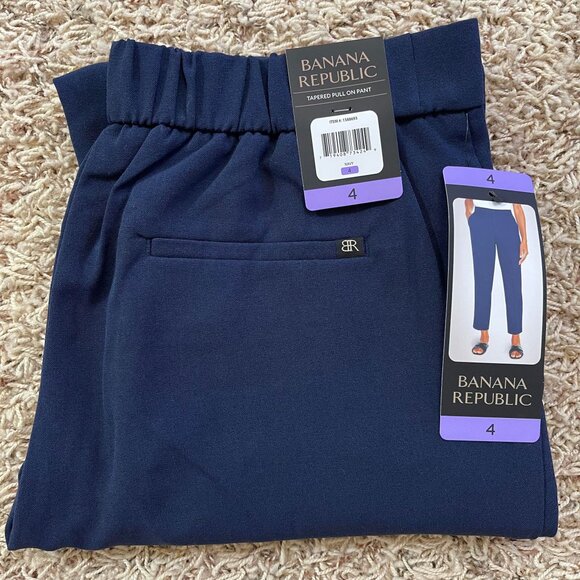 Banana Republic Women’s Tapered Pull-On Pants Navy, Size 4 (New) - Picture 8 of 9